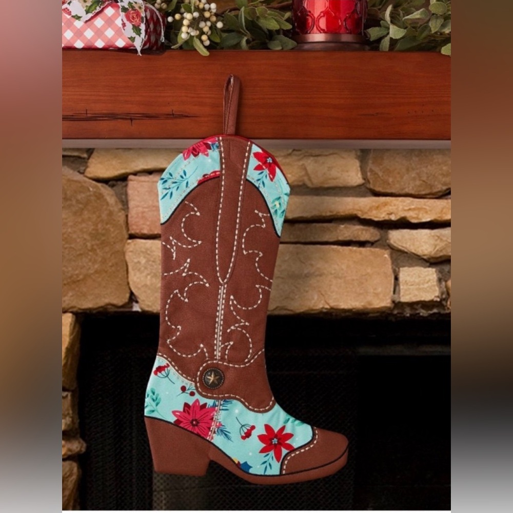 New Pioneer Woman floral cowboy boot Christmas Stocking 20”